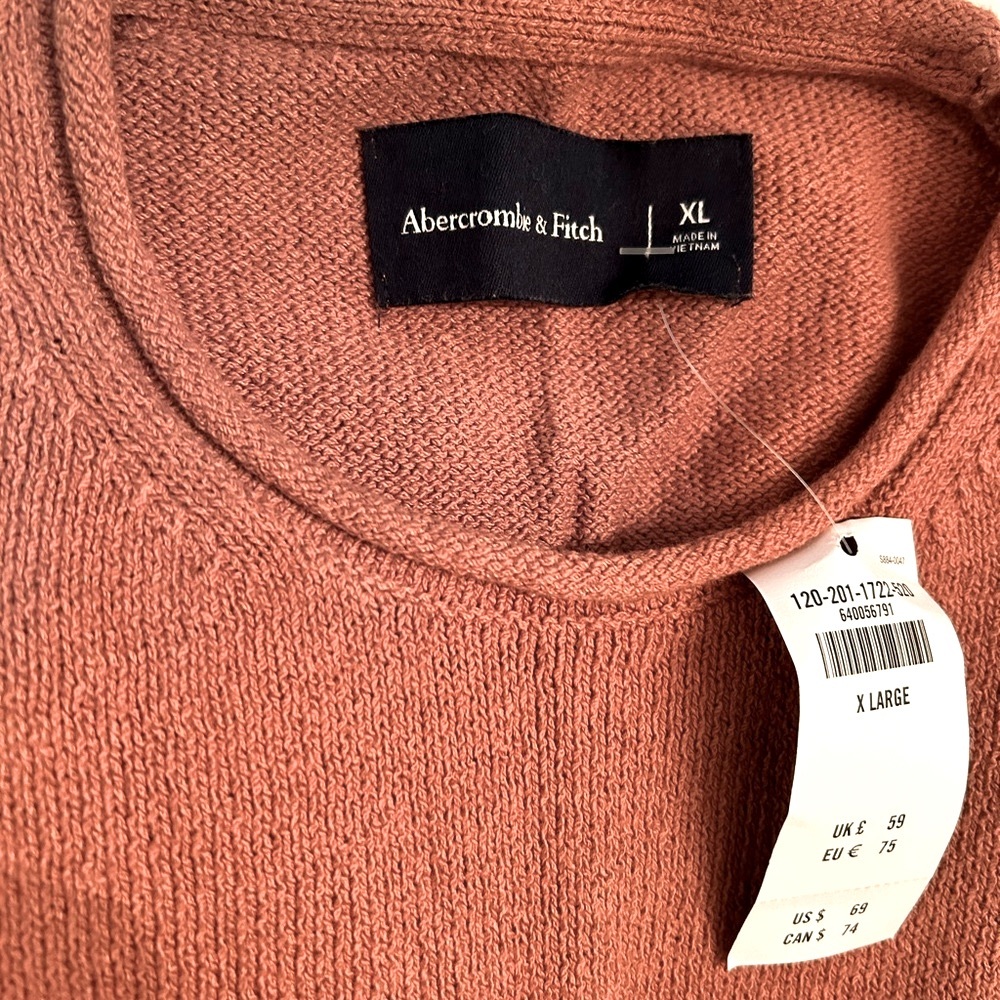 NWT Abercrombie & Fitch Men's Rust Crewneck Sweater
